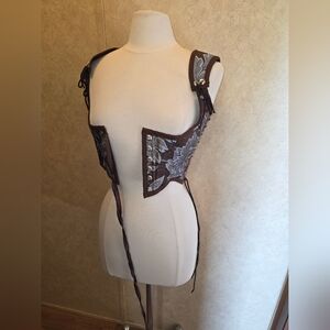Brown and Gray Lace-Up Corset